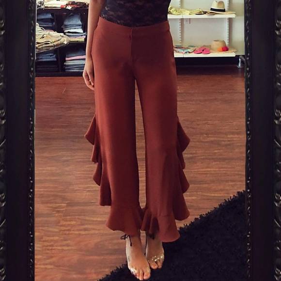 NEW AMANDA UPRICHARD moonlight ruffle pant in harvest - Picture 1 of 1